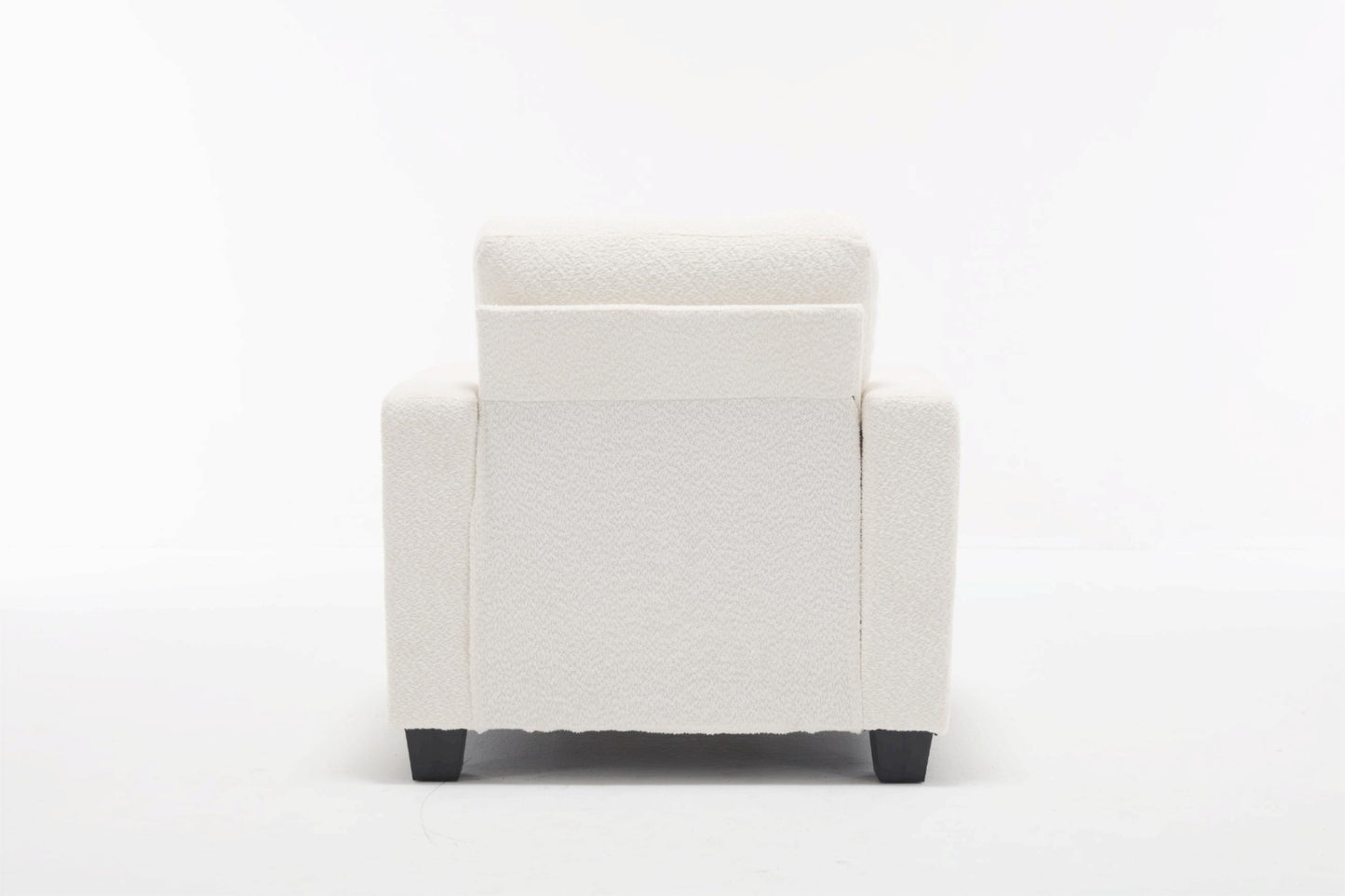 Contemporary 37 Modern Chair with Square Armrest, Removable Back Cushion, and Waist Pillow (White & Gray Fabric)