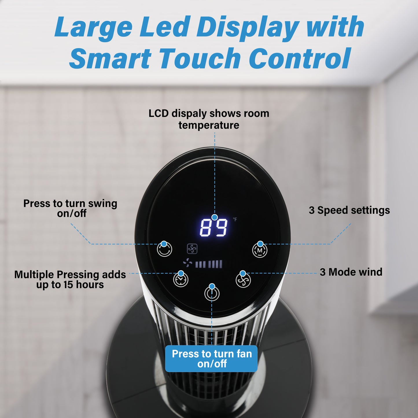 CoolBreeze 40 Bladeless Tower Fan with Remote Control & LED Panel