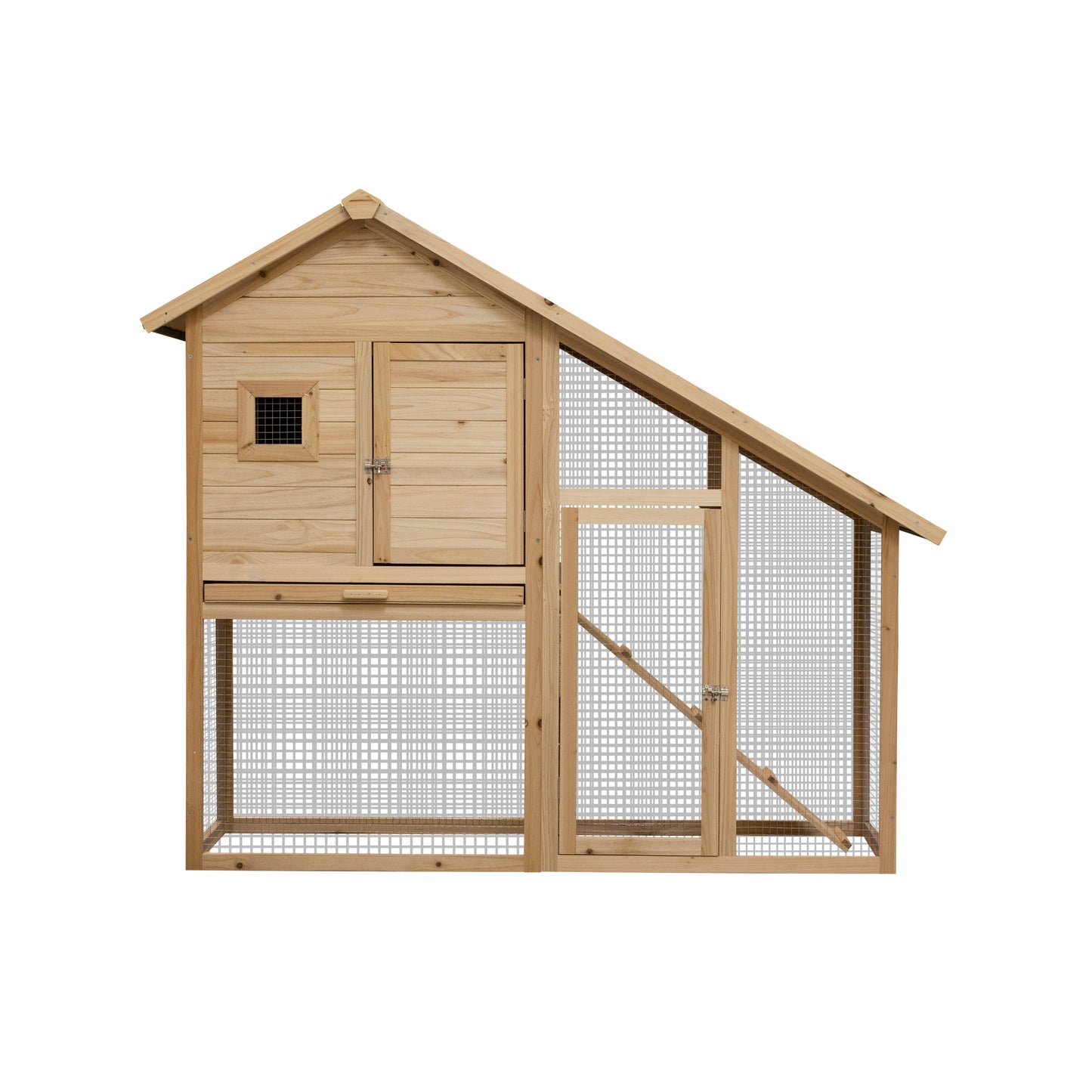 55" L 2-Tier Wooden Rabbit Hutch Bunny Cage Small Animal House with Ramp, Waterproof Roof, Removable Tray and Outdoor Run