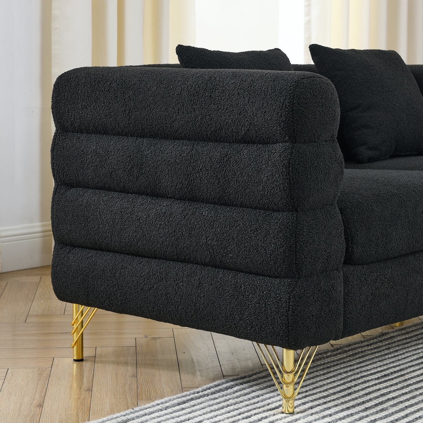 81.5-Inch Streamline Modern Corner Sofa with Metallic Luster Legs and Durable Construction