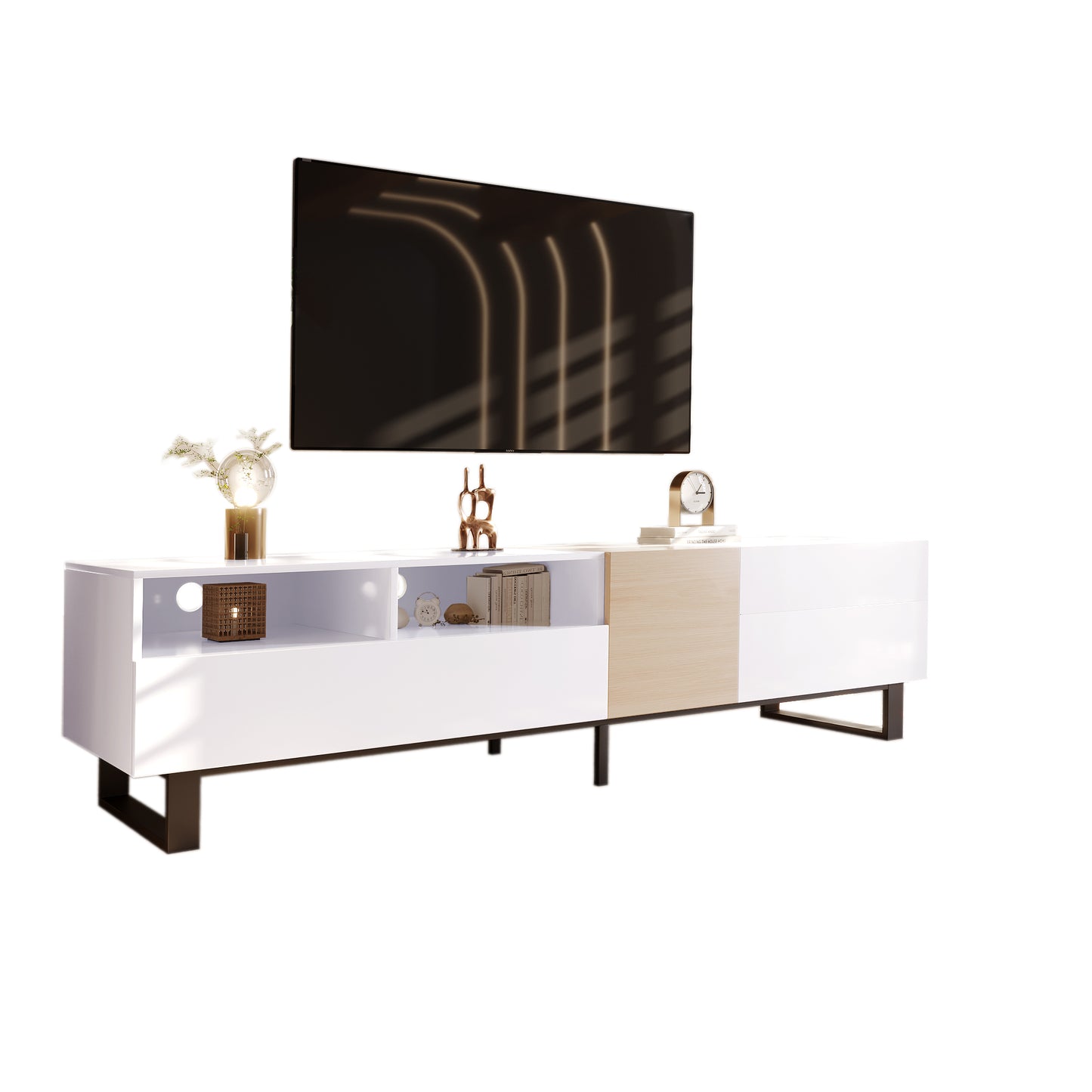 Entertainment Center: Sleek TV Stand with Double Storage for 80'' TV