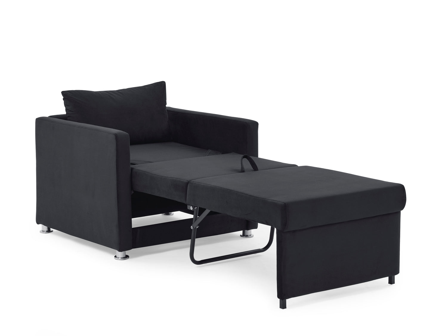 Sofa Bed Chair 2-in-1 Convertible Chair Bed, Lounger Sleeper Chair for Small Space with One Pillow, Black Velvet