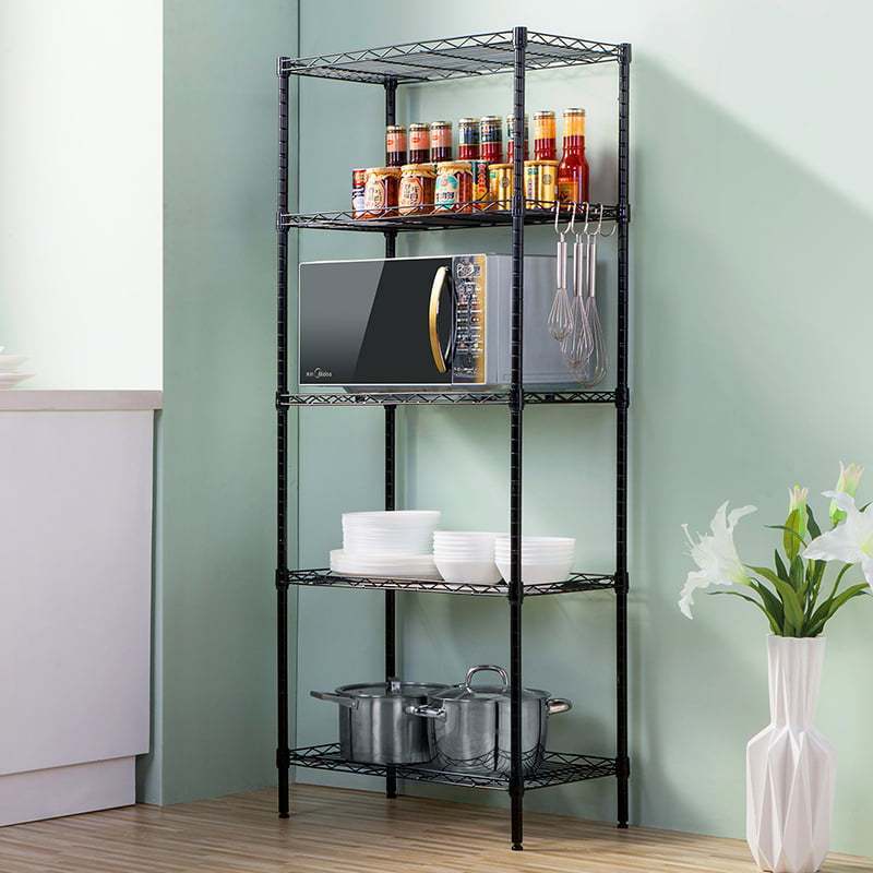 5 Tier Storage Racks with Shelf Liners, Adjustable Storage Rack Metal Shelf Wire Shelving Unit, 750 lb Capacity