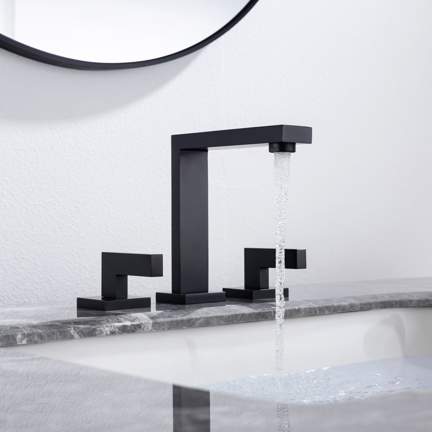 8 inch Matte Black Widespread Bathroom Faucet with 2 Handles