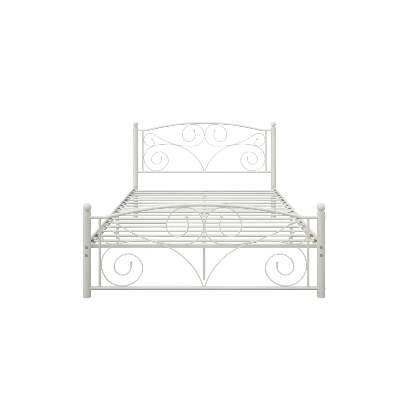 Queen  Size Unique Flower Sturdy System Metal Bed Frame with Headboard and Footboard