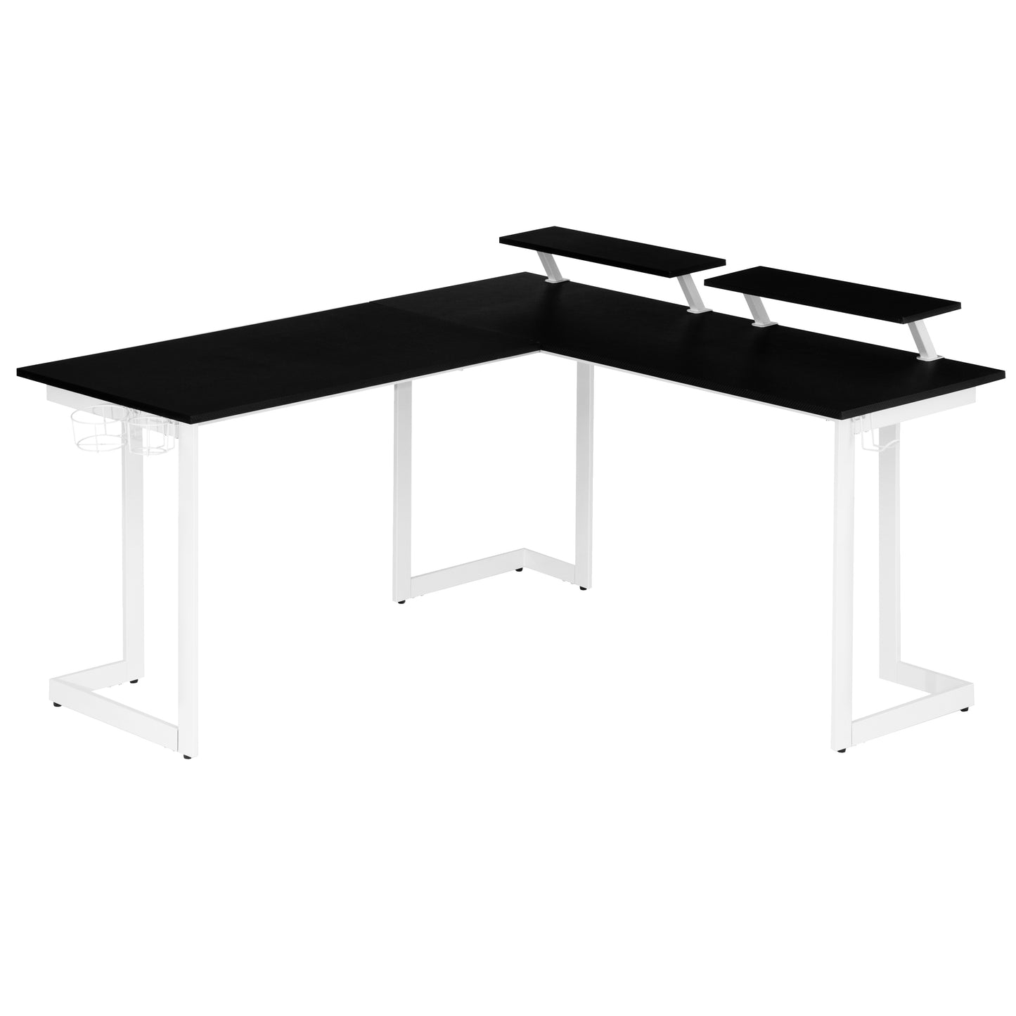 Techni Sport Warrior White L-Shaped Gaming Desk with Storage