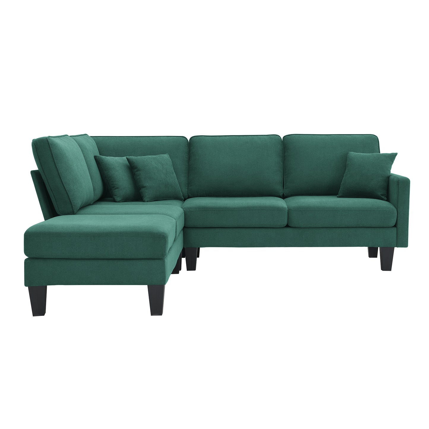 Terrycloth L-Shaped Sectional Sofa with Chaise Lounge and 3 Pillows