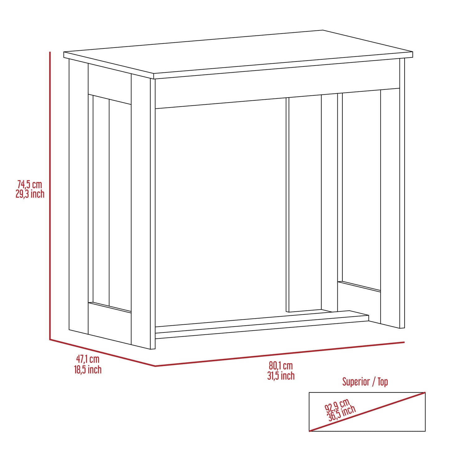 Grey Rectangle Writing Desk for Home Office and Remote Learning