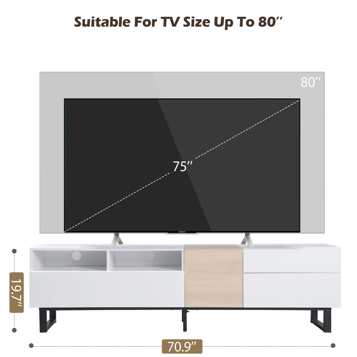 Entertainment Center: Sleek TV Stand with Double Storage for 80'' TV