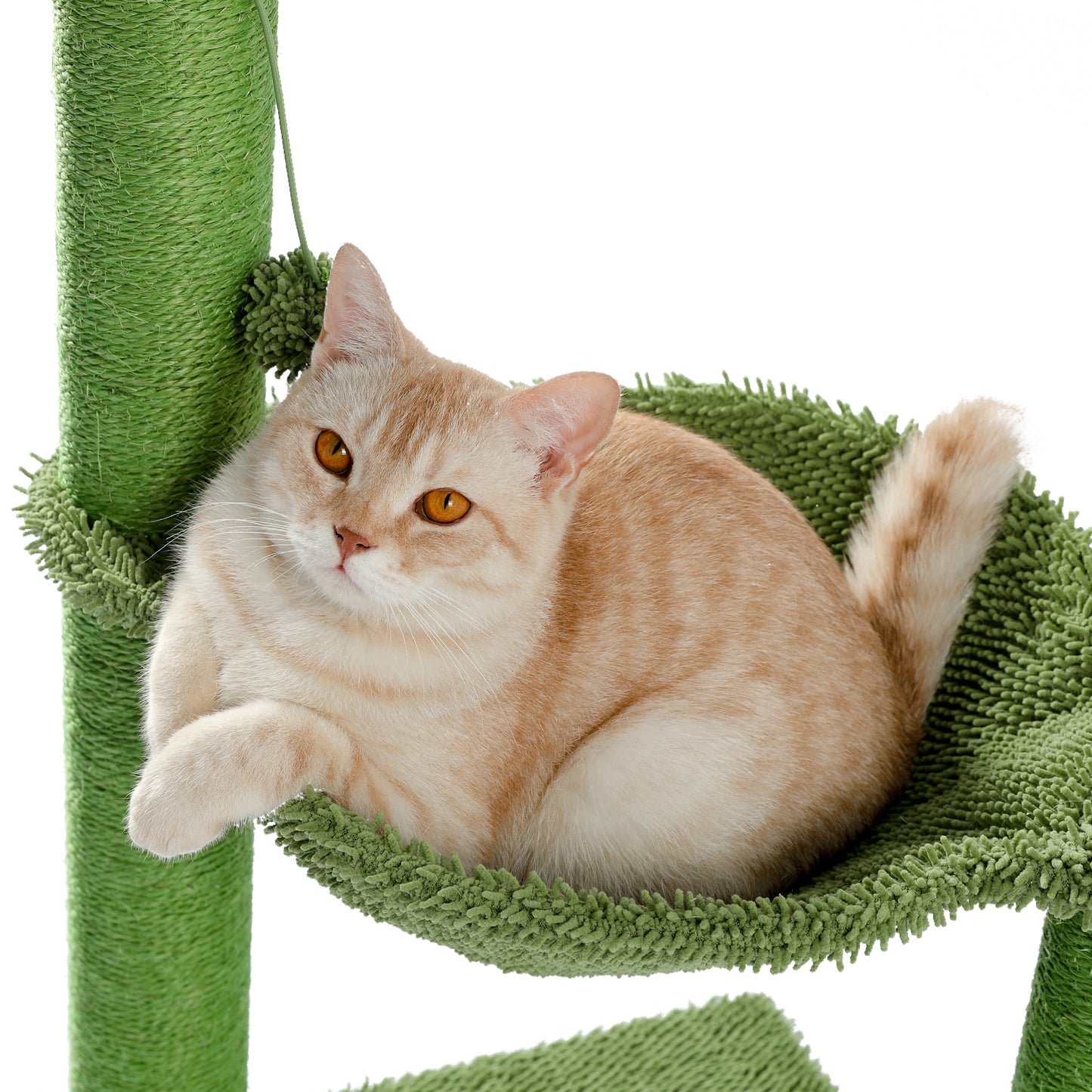 Cactus Cat Tree Cat Scratching Post with Hammock Play Tower, Full Wrapped Sisal Scratching Post for Cats 93.5cm Green