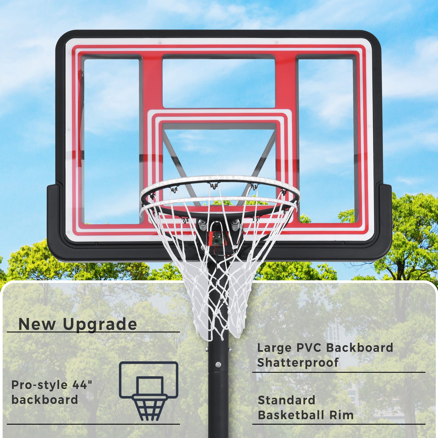 Portable Basketball Hoop Basketball System 4.76-10ft Height Adjustable for Youth Adults LED ights, Colorful lights, Waterproof Super Bright to Play at Night Outdoors,Good Gift for Kid