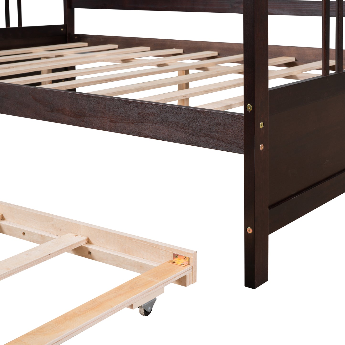 Full Size Daybed Wood Bed with Twin Size Trundle,Espresso