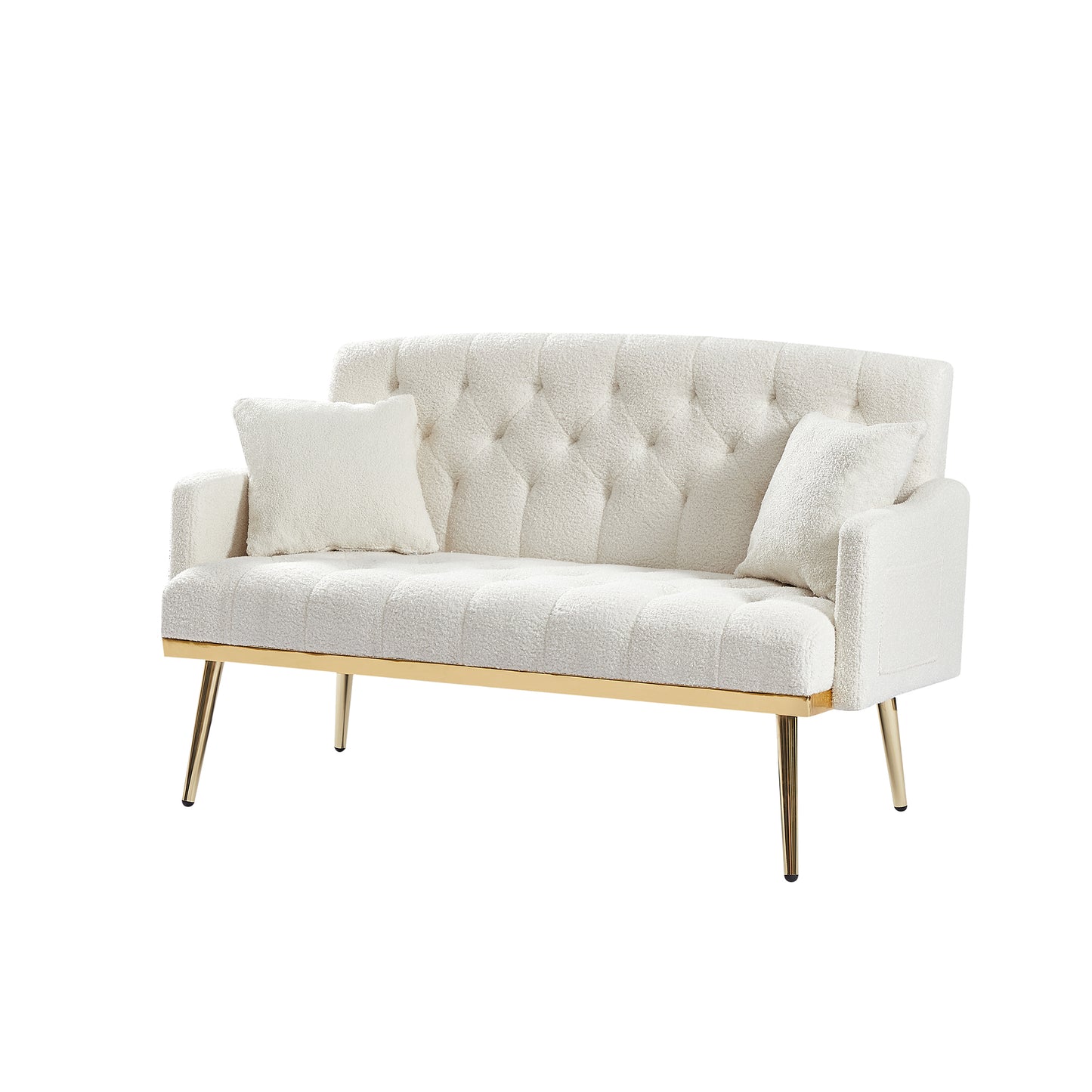 CREAM WHITE TEDDY FABRIC  2 SEATER SOFA