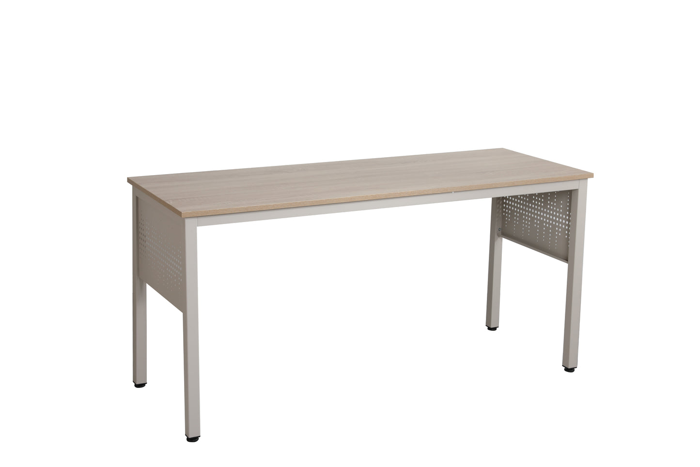 Beige Artistic Workstation Desk with Metal Decorative Panel - 63x24 Inches