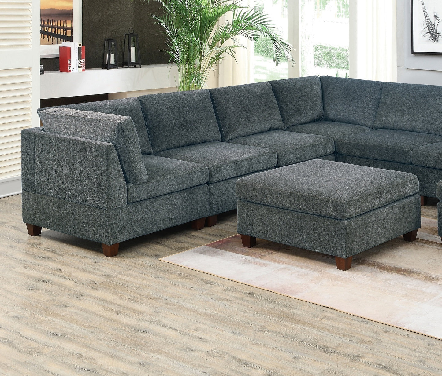 9-Piece Modular Chenille Sectional Sofa Set in Elegant Grey Color