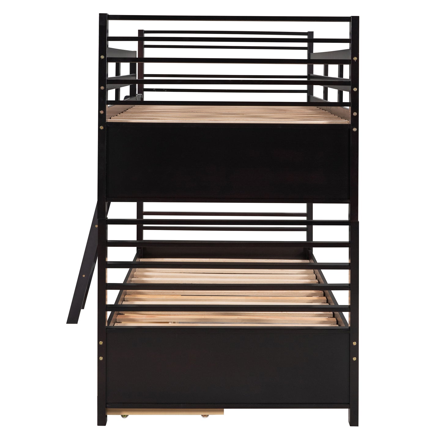 Espresso Twin Bunk Bed with Storage Drawers for Space Optimization