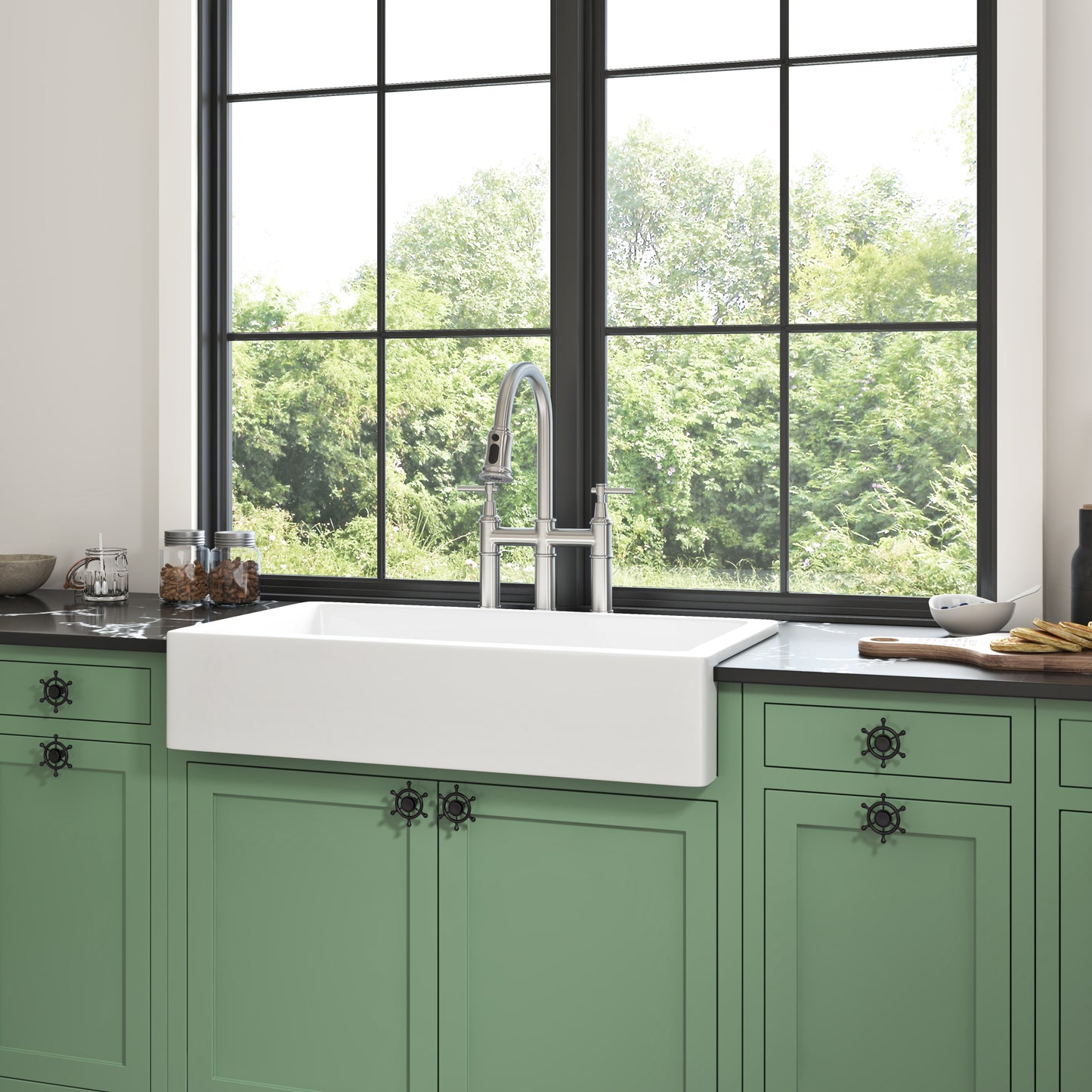 Deep White Farmhouse Kitchen Sink with Single Bowl