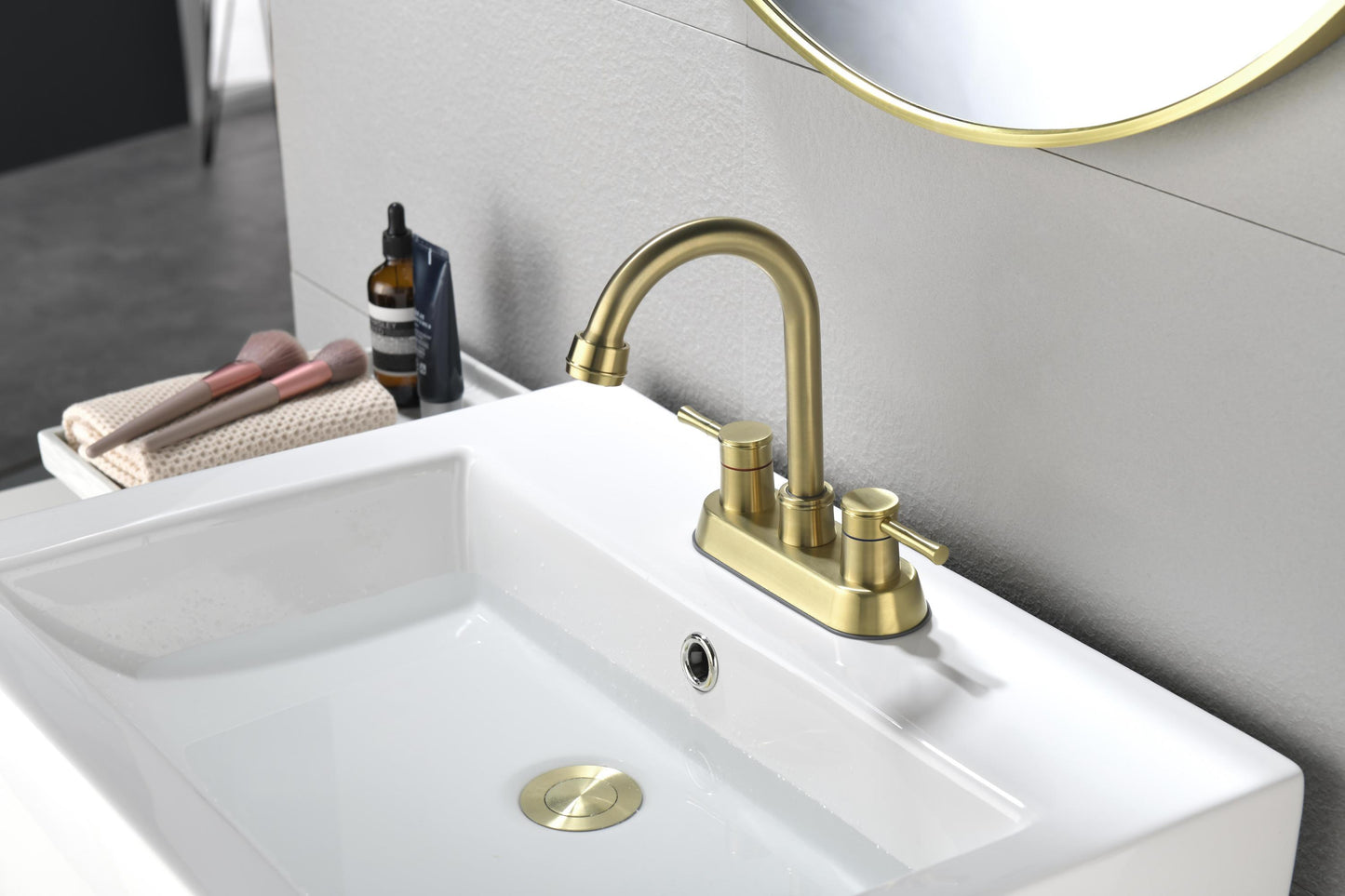 Gold Bathroom Faucet with Dual Handles