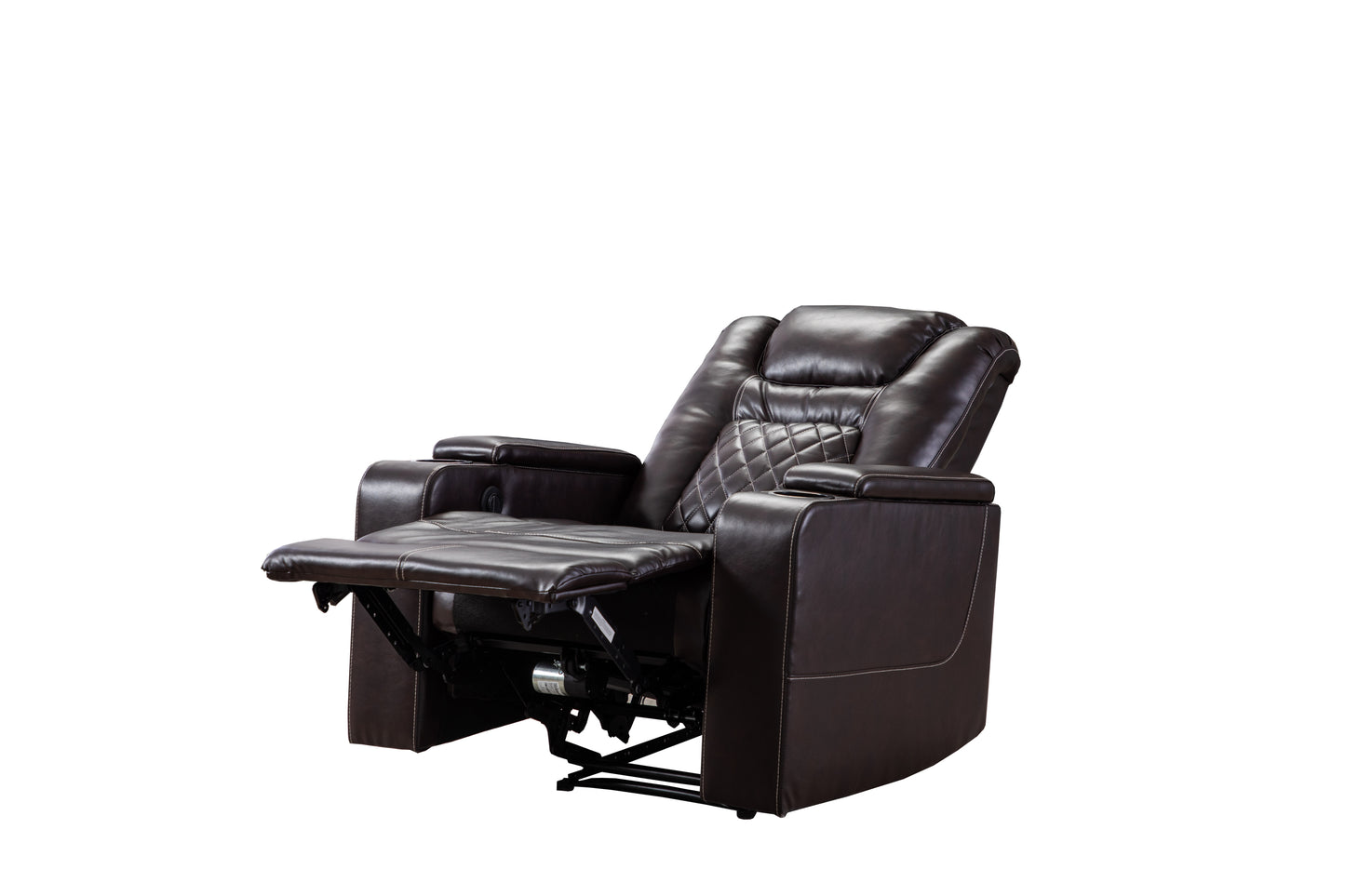 Luxurious PU Recliner with Built-In Cup Holders, Storage, and USB Port