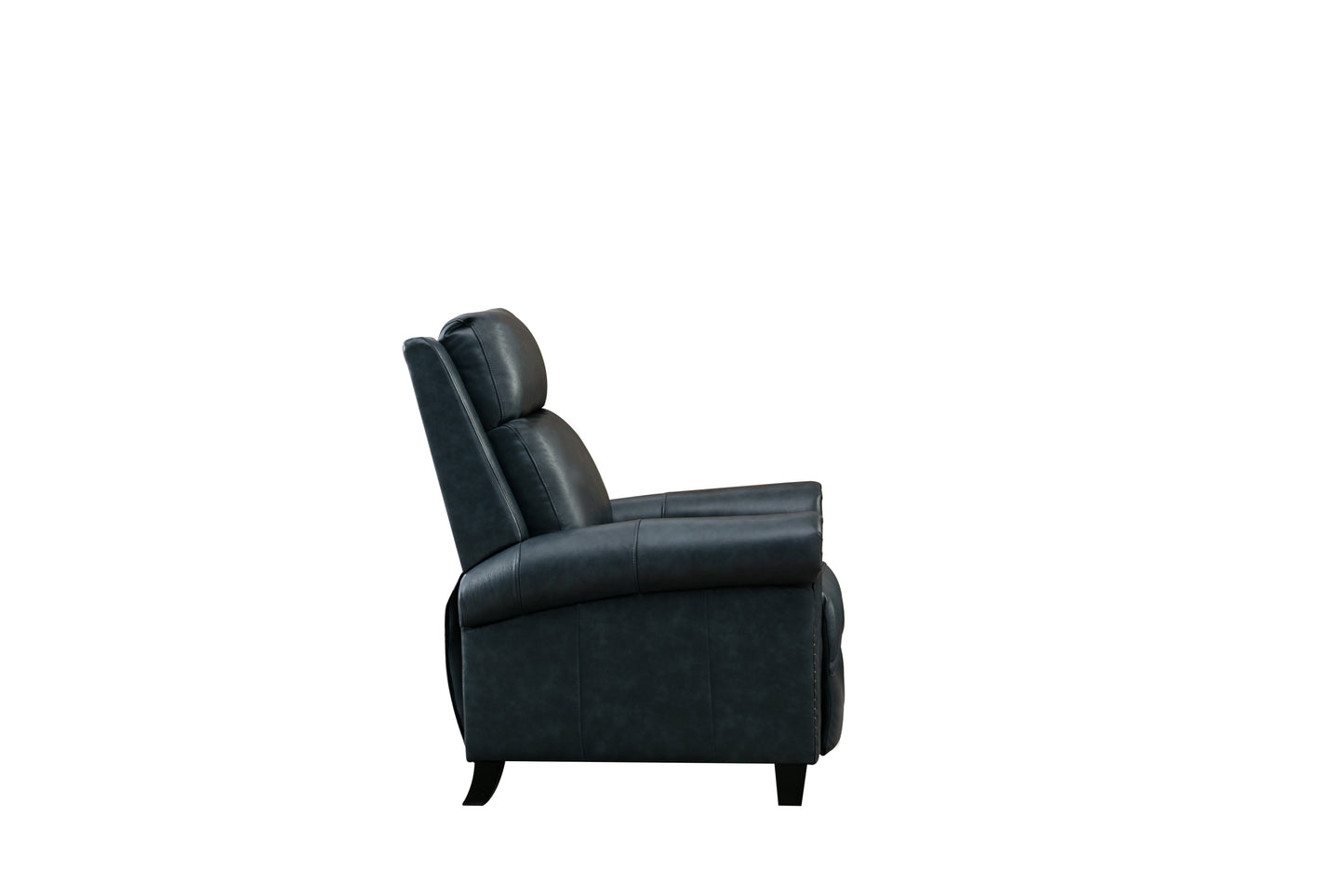 Luxurious Navy Genuine Leather Manual Recliner