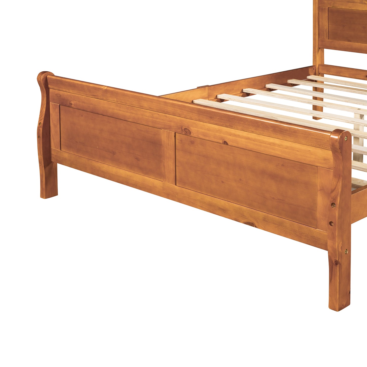 Full Size Wood Platform Bed with Headboard and Wooden Slat Support (Oak)