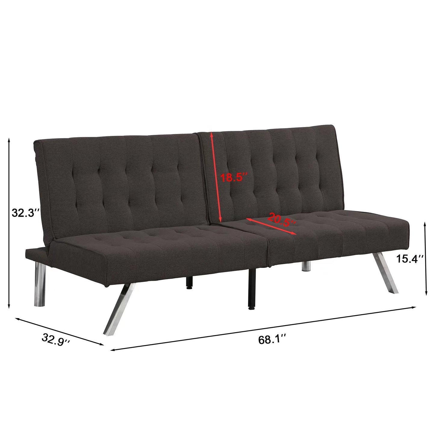 WOOD FRAME, STAINLESS LEG, FUTON, SOFA BED  Espresso