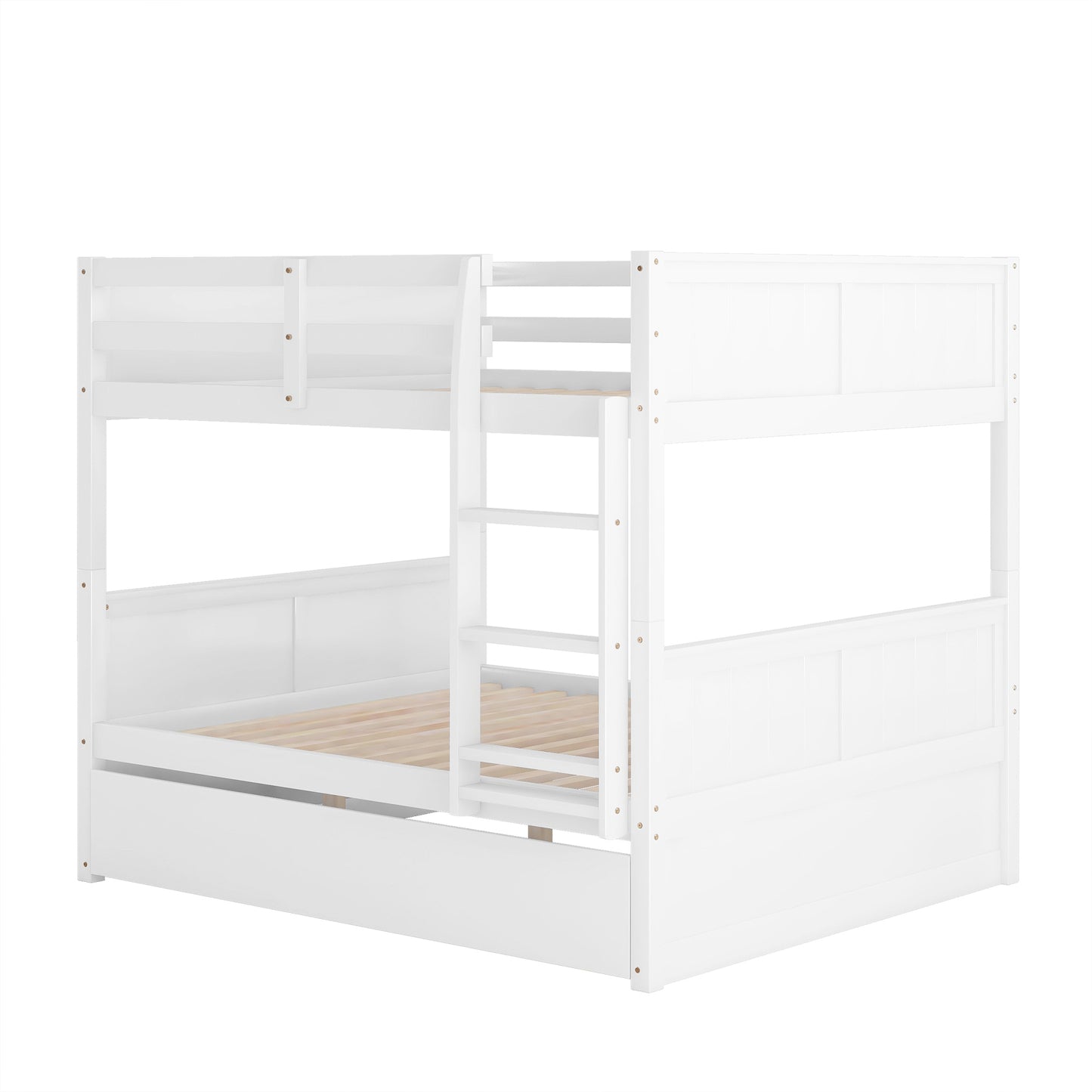 White Full Bunk Bed Set with Twin Trundle for a Family Sleepover Solution