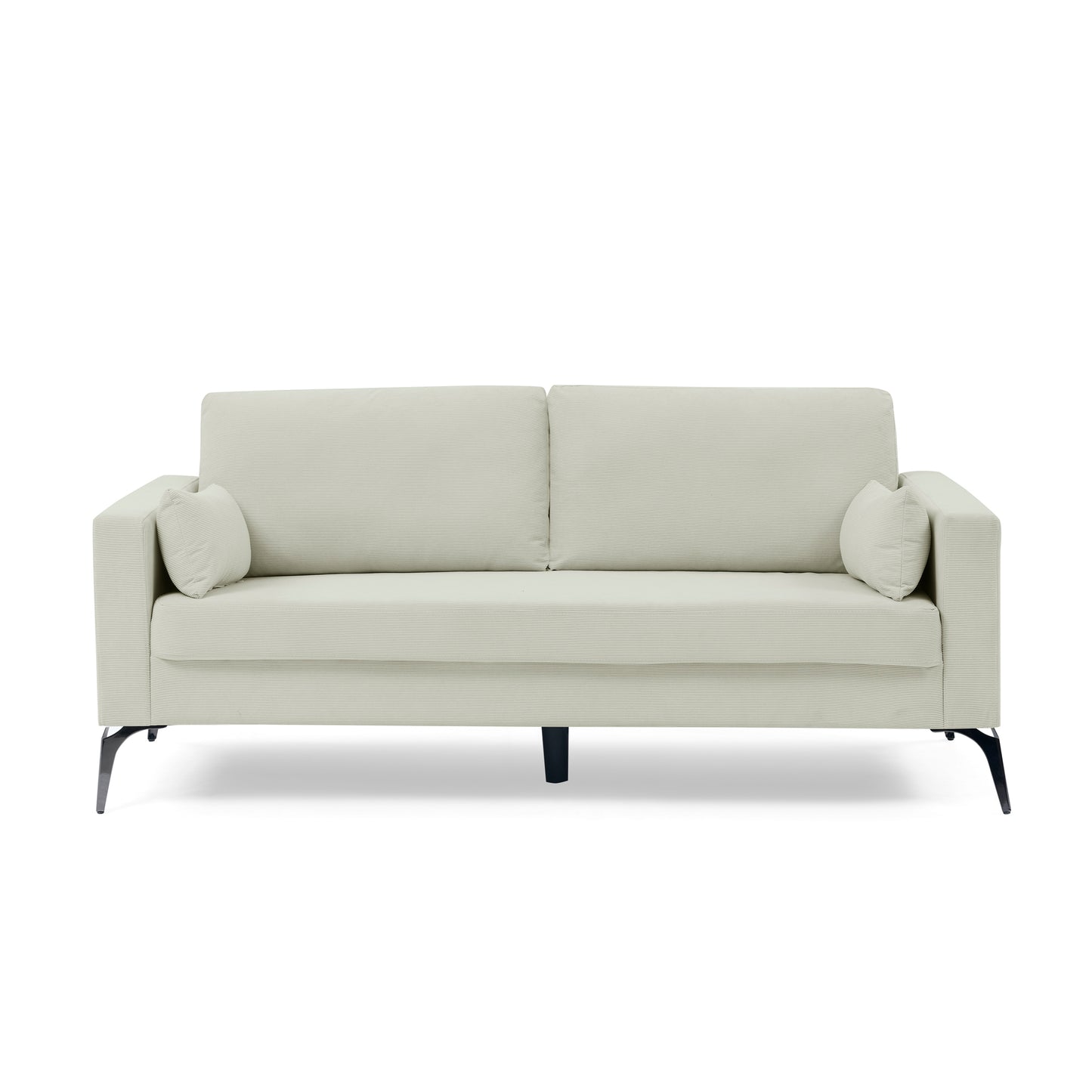 Beige Corduroy 3-Seater Sofa with Modern Minimalist Design and Sturdy Construction