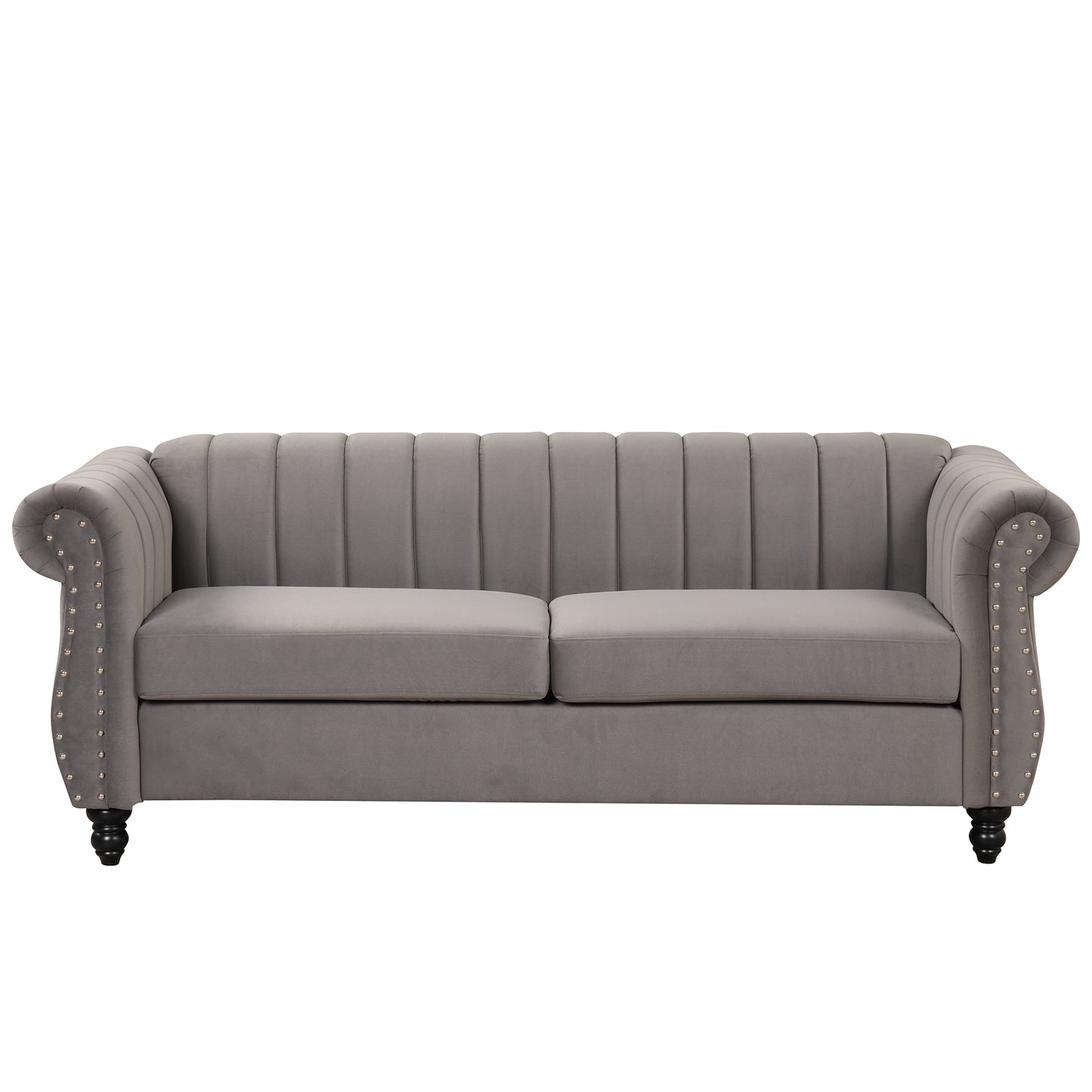 82.5-Inch Modern Gray Upholstered Sofa with Buttoned Tufted Backrest