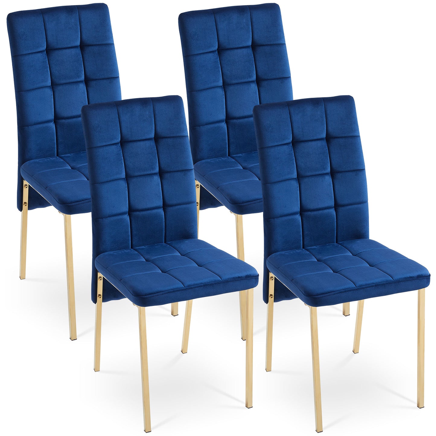 5-Piece Dining Set Including Blue Velvet High Back Golden Color Legs Nordic Dining Chair & Creative Design MDF Dining Table