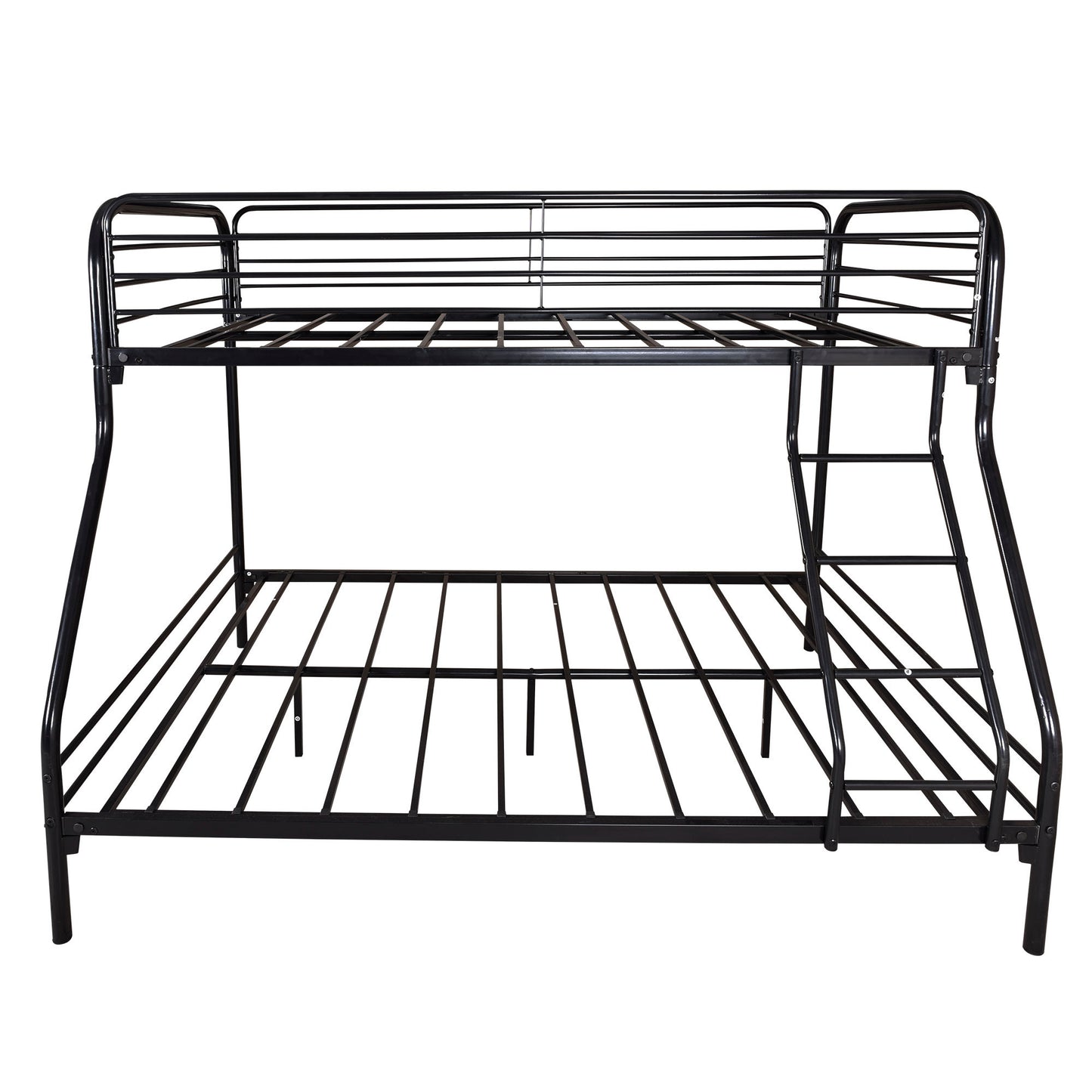 Solid Black Metal Twin-Over-Full Bunk Bed with Upgraded Safety Features