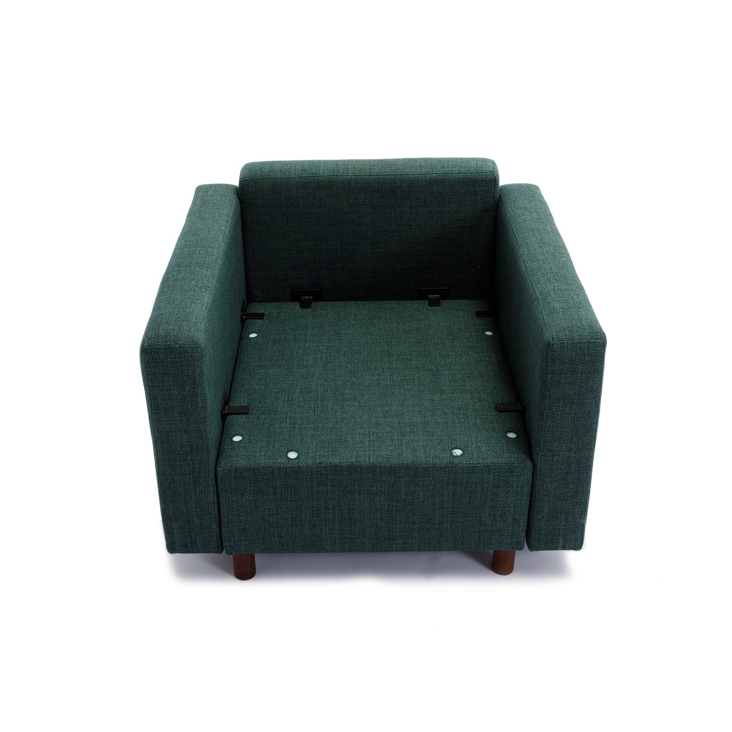 Modular Green Sectional Sofa Set with Ottoman and High-Quality Linen Fabric