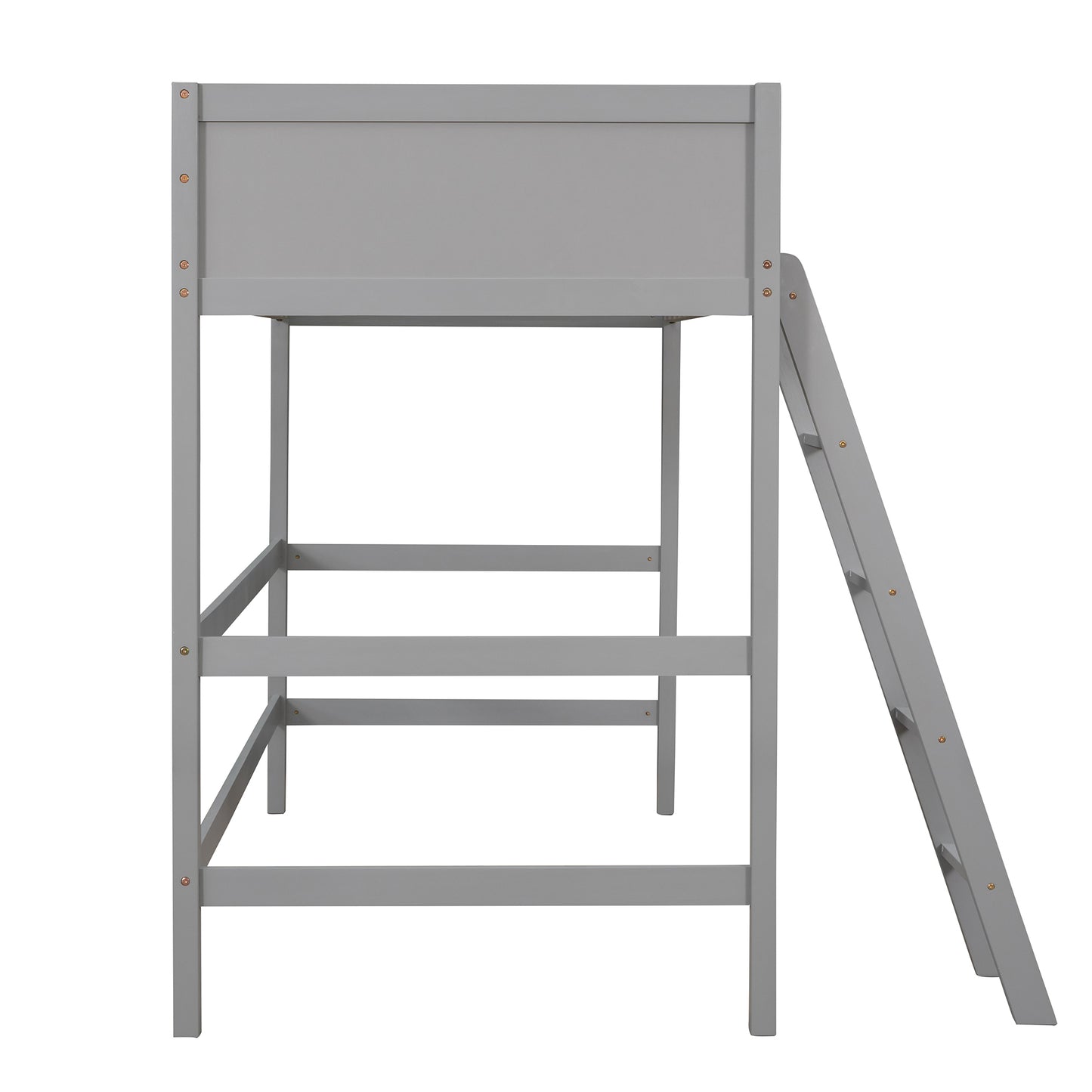 Solid Wood Twin Size Loft Bed with Ladder(Gray)(: WF191903AAE)