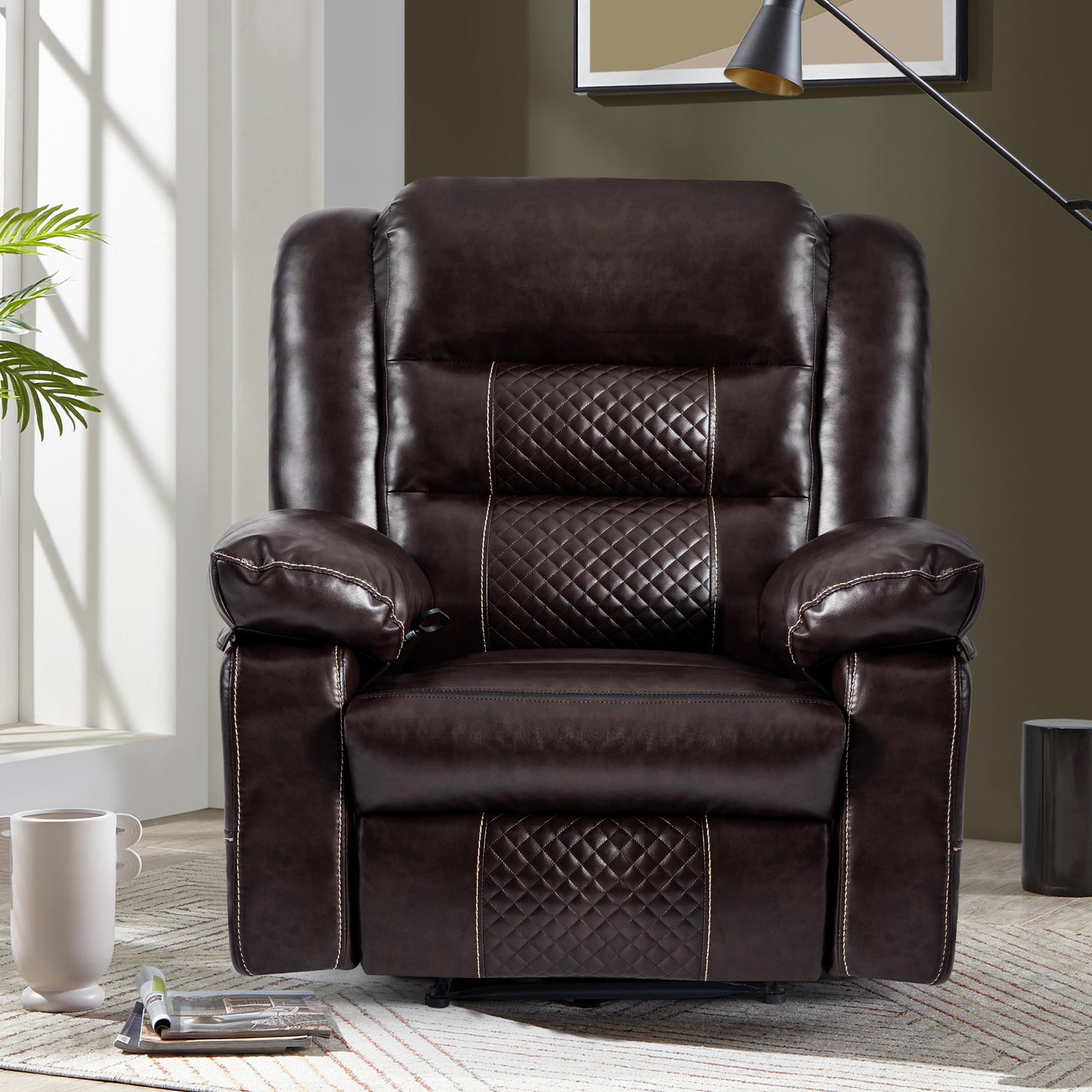 Breathable Leather Massage Recliner Chair with Lumbar Heating and Multi-Reclining Mode