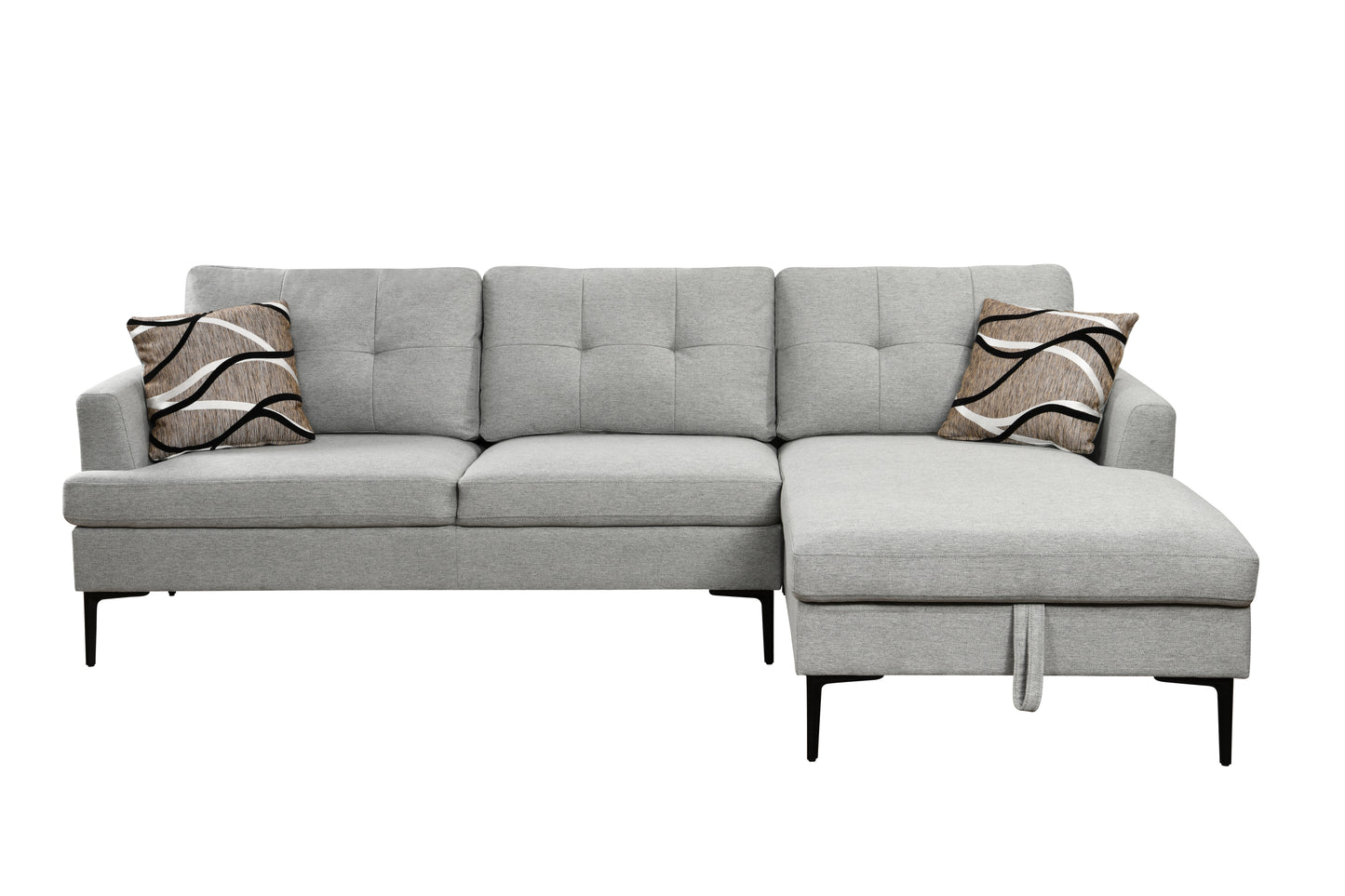 99"Sofa L Shaped Couch with Chaise Sofa 3 Seaters Couch with Storage Seat,Living Room Furniture Sofa Sets with 2 Throw Pillow and Comfortable Backrest, Light gray