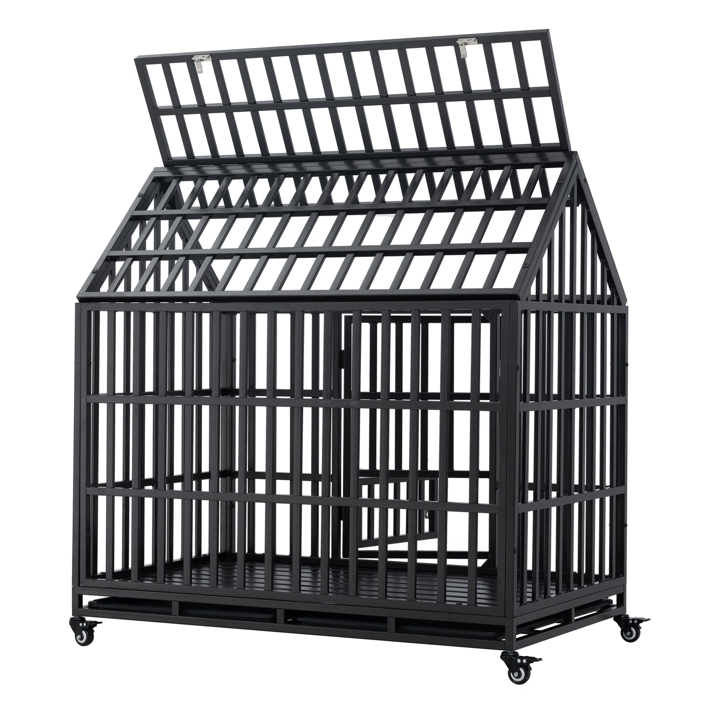 Heavy Duty Dog Cage  pet Crate with Roof & window on roof