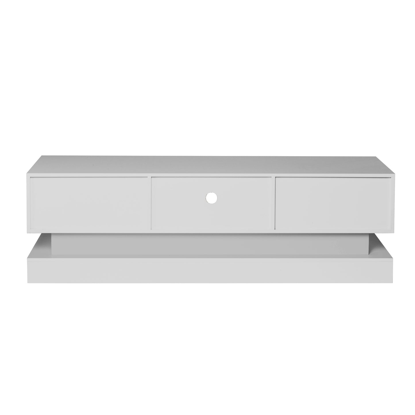 WHITE TV Stand with RGB LED Lights and Spacious Storage - Modern Design