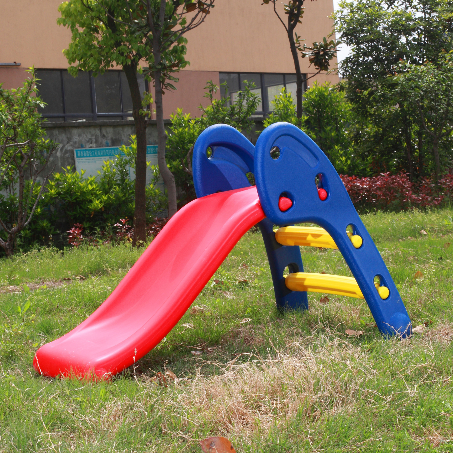 CE Approved Foldable Kids Plastic Slide - Blue Red Yellow