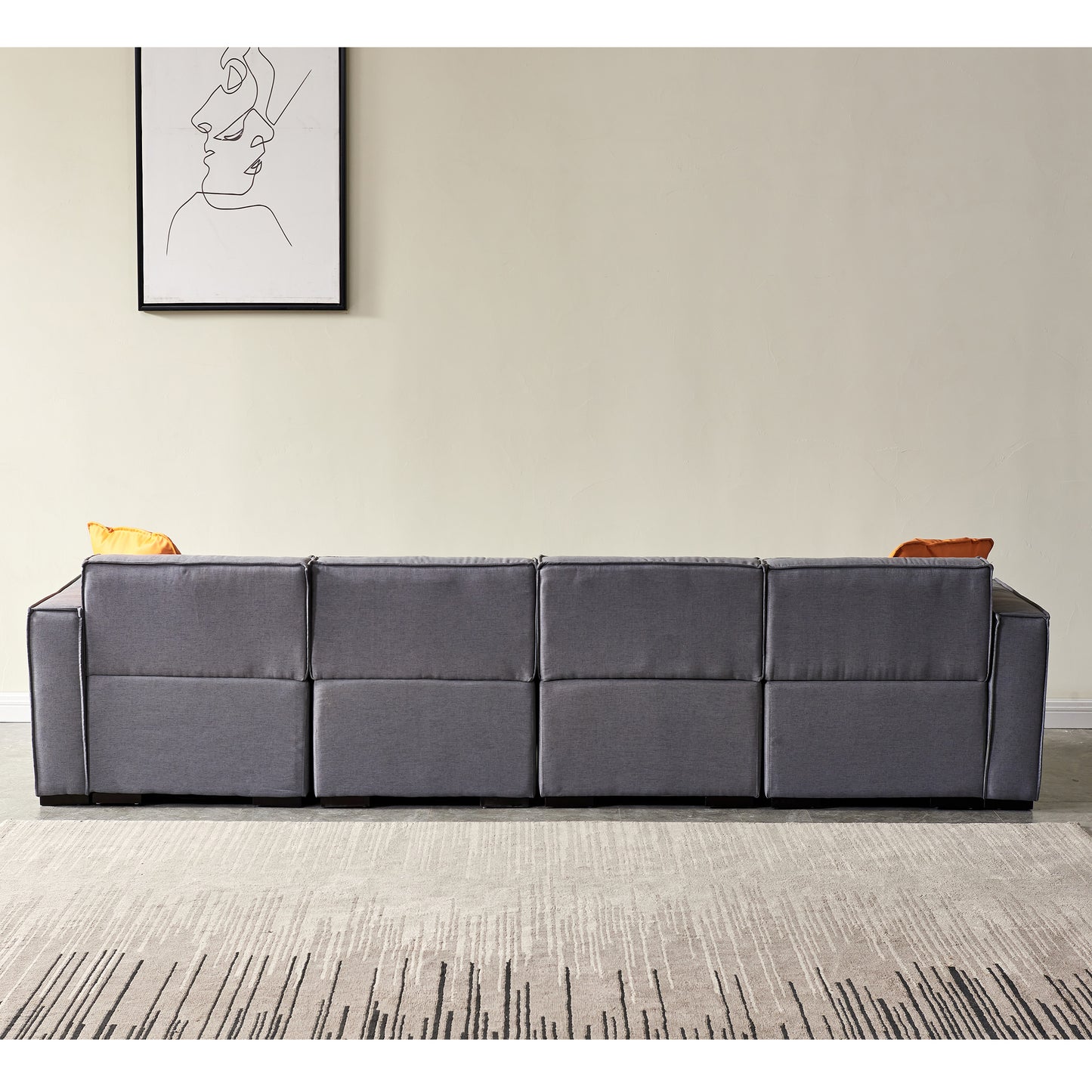 Modular U Shape Sectional Fabric Sofa (Grey)