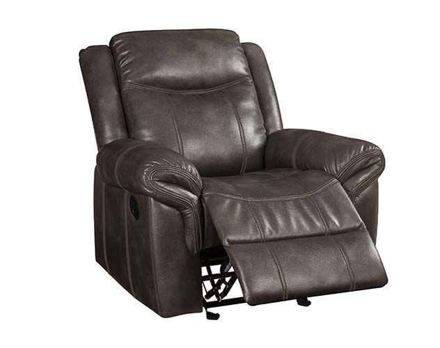 Lydia Glider Recliner with Cupholders, USB Ports, and Brown Leather Aire