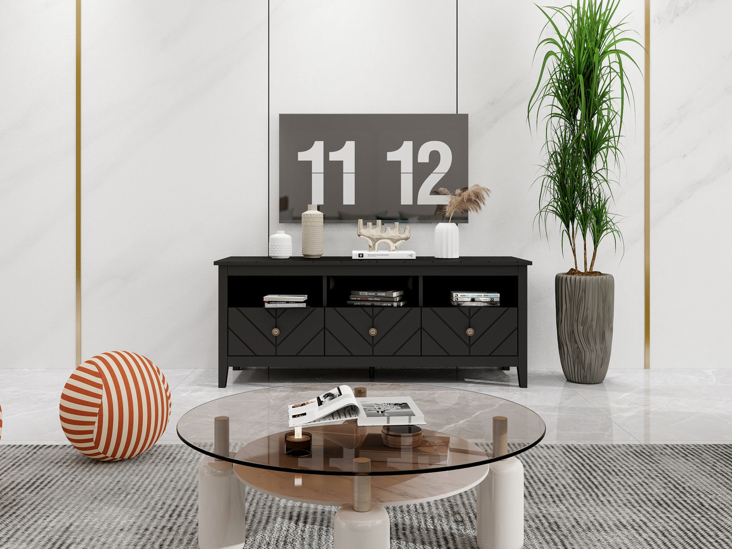 Stylish 3-Drawer Mid-Century TV Stand with Media Console