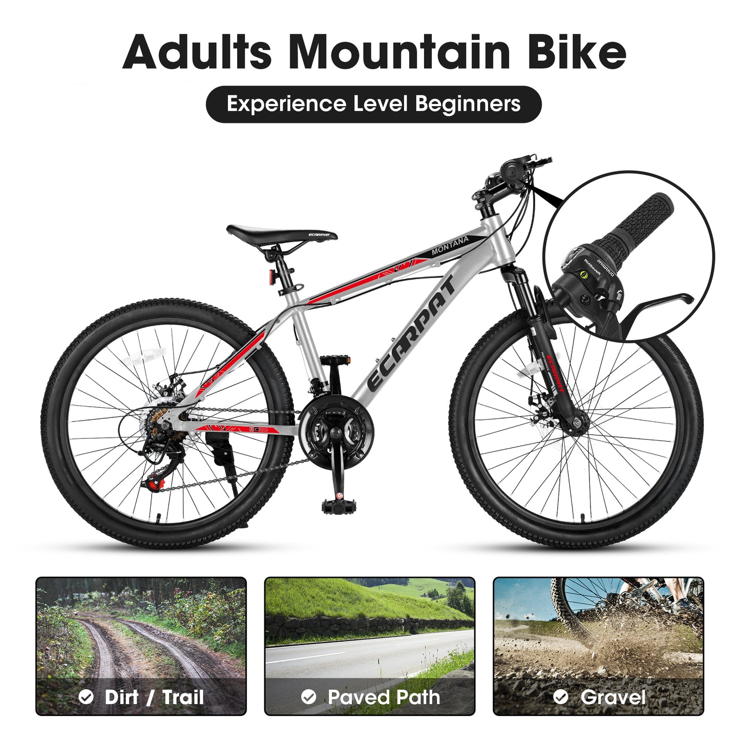 A26299 Rycheer 26 inch Mountain Bike Bicycle for Adults Aluminium Frame Bike Shimano 21-Speed with Disc Brake