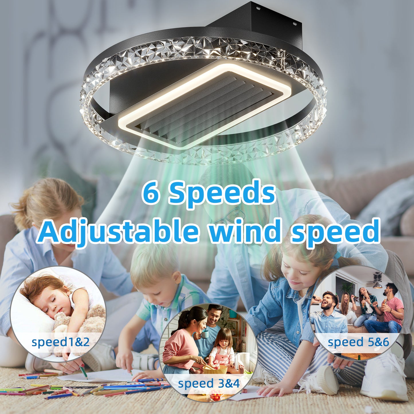 20 Bladeless Smart Ceiling Fan with Dimmable LED Lights and Remote Control