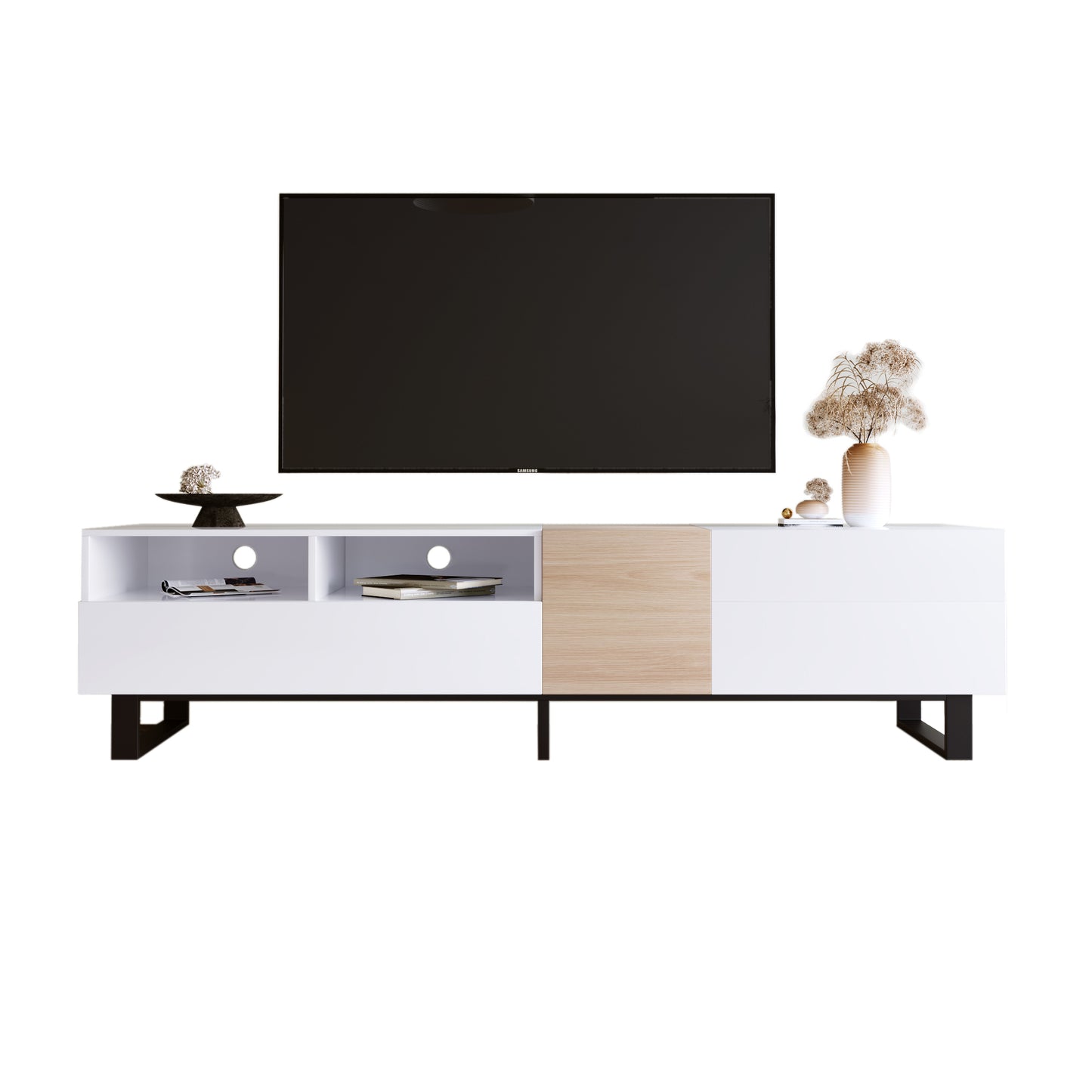 Entertainment Center: Sleek TV Stand with Double Storage for 80'' TV