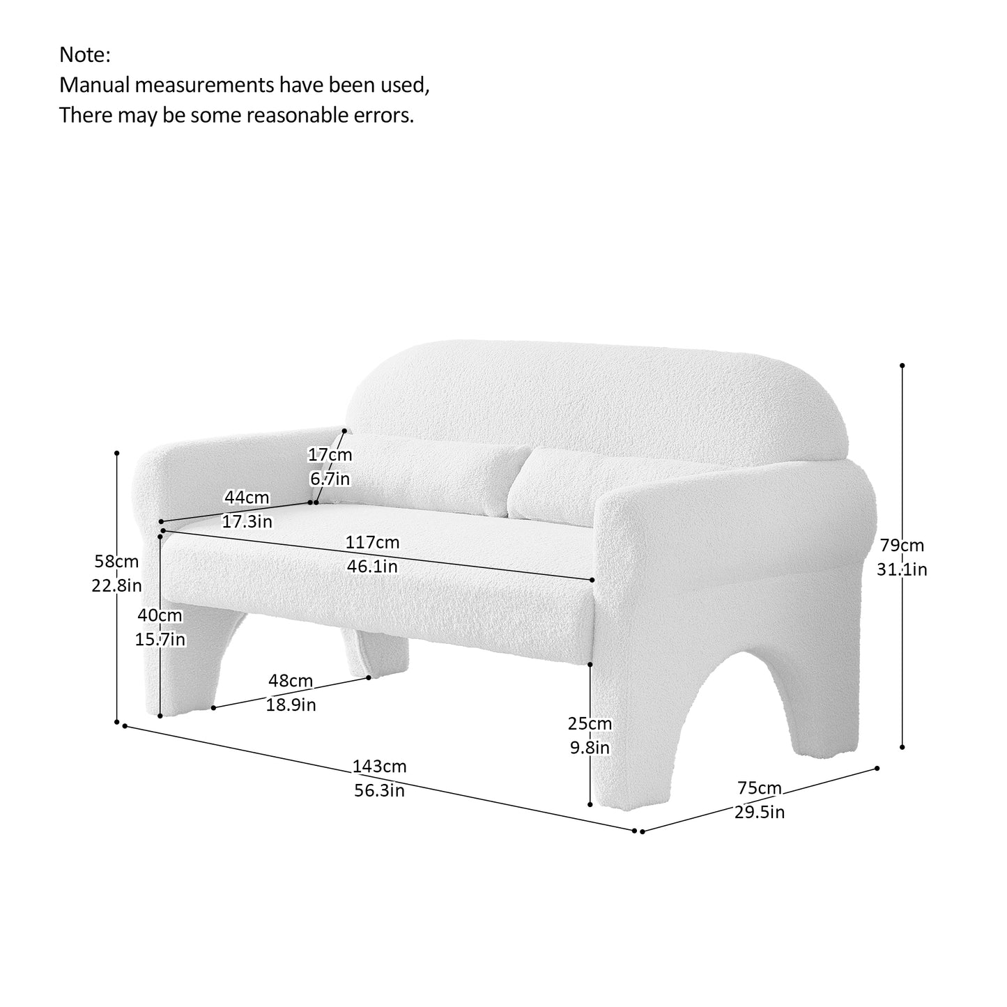 Modern teddy fabric loveseat for Living room