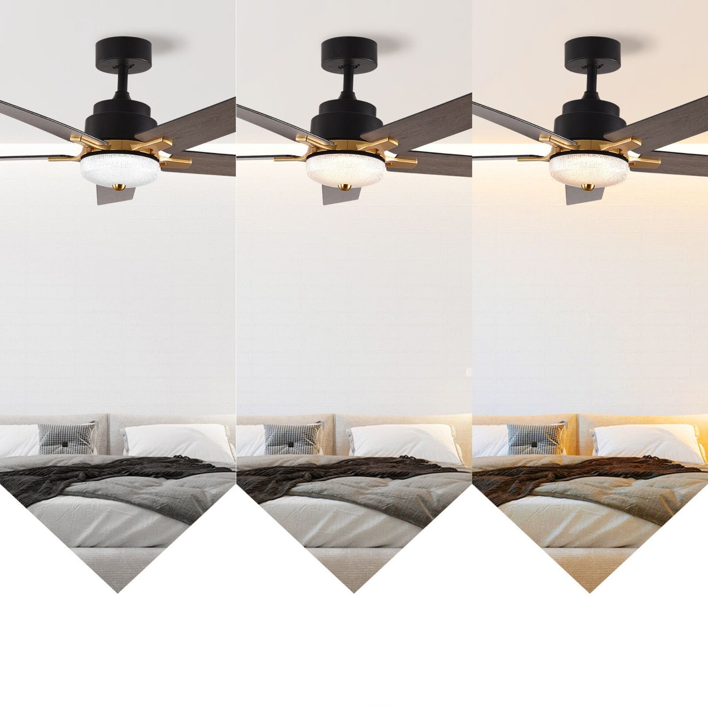 52 Inch Modern Black Ceiling Fan with Remote Control for Bedroom, Living Room, and Patios