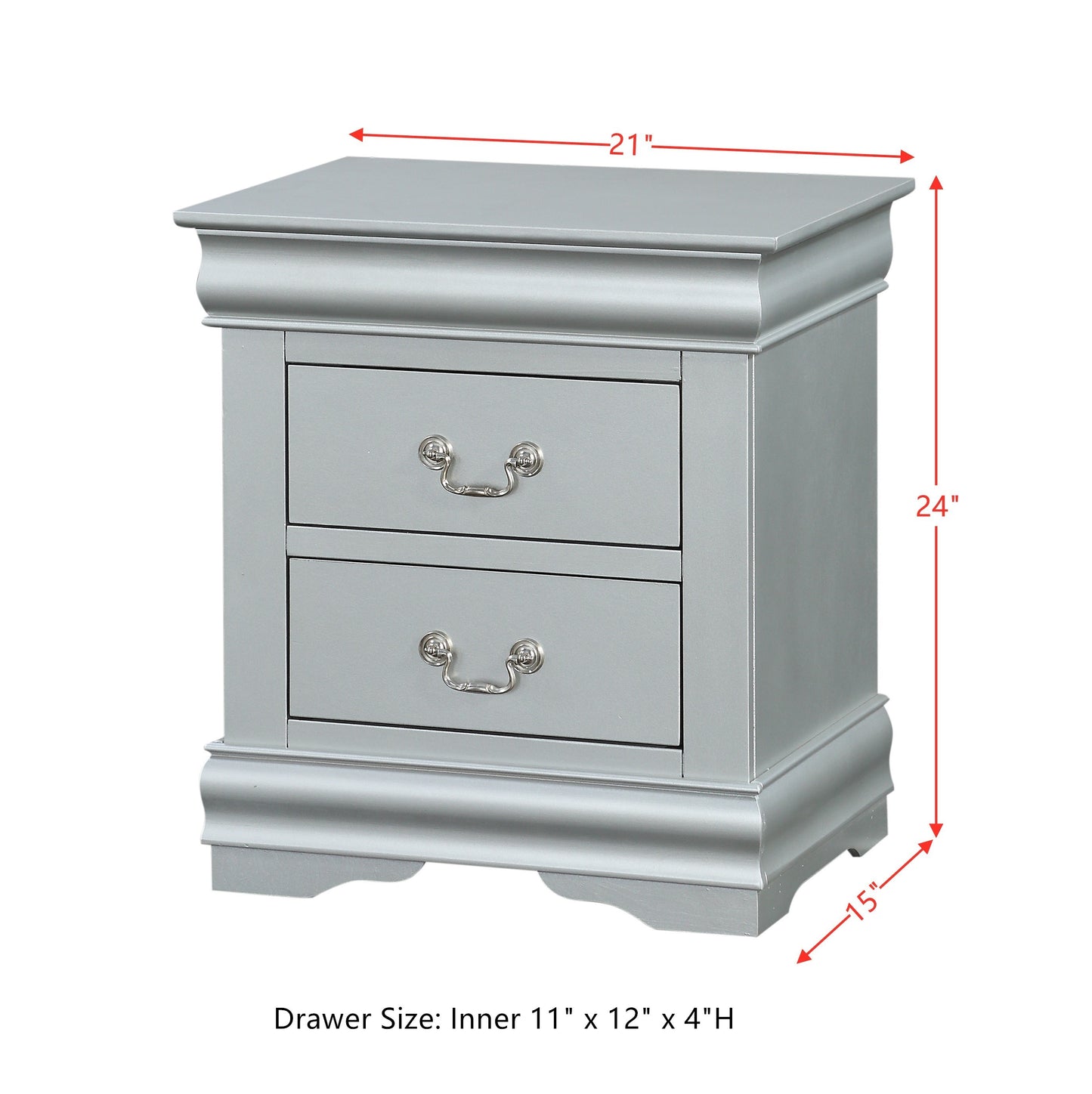 Louis Philippe Nightstand in Platinum 26733