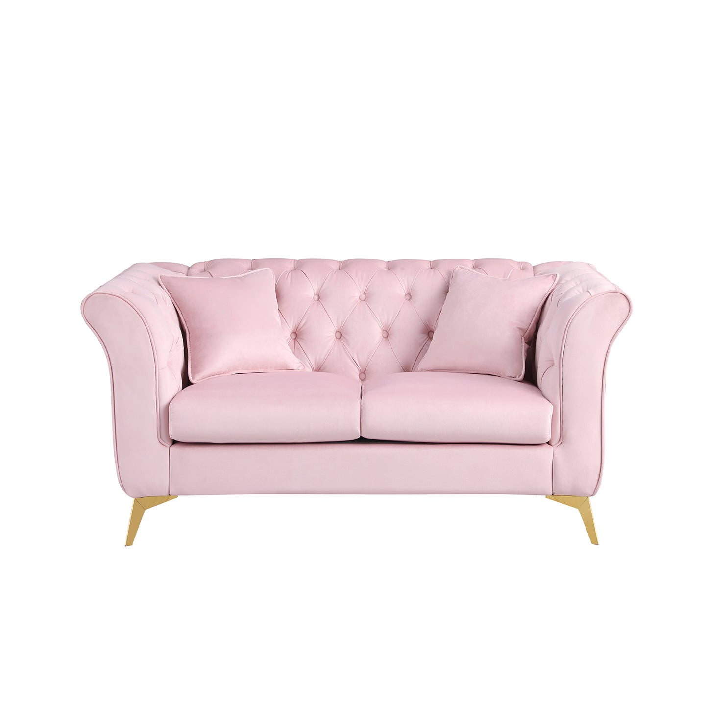 Chesterfield sofa ,Stanford sofa ,  high quality Chesterfield sofa ,Pink color , tufted and wrinkled fabric  sofa;contemporary Stanford sofa .loverseater; tufted sofa with scroll  arm and scroll back