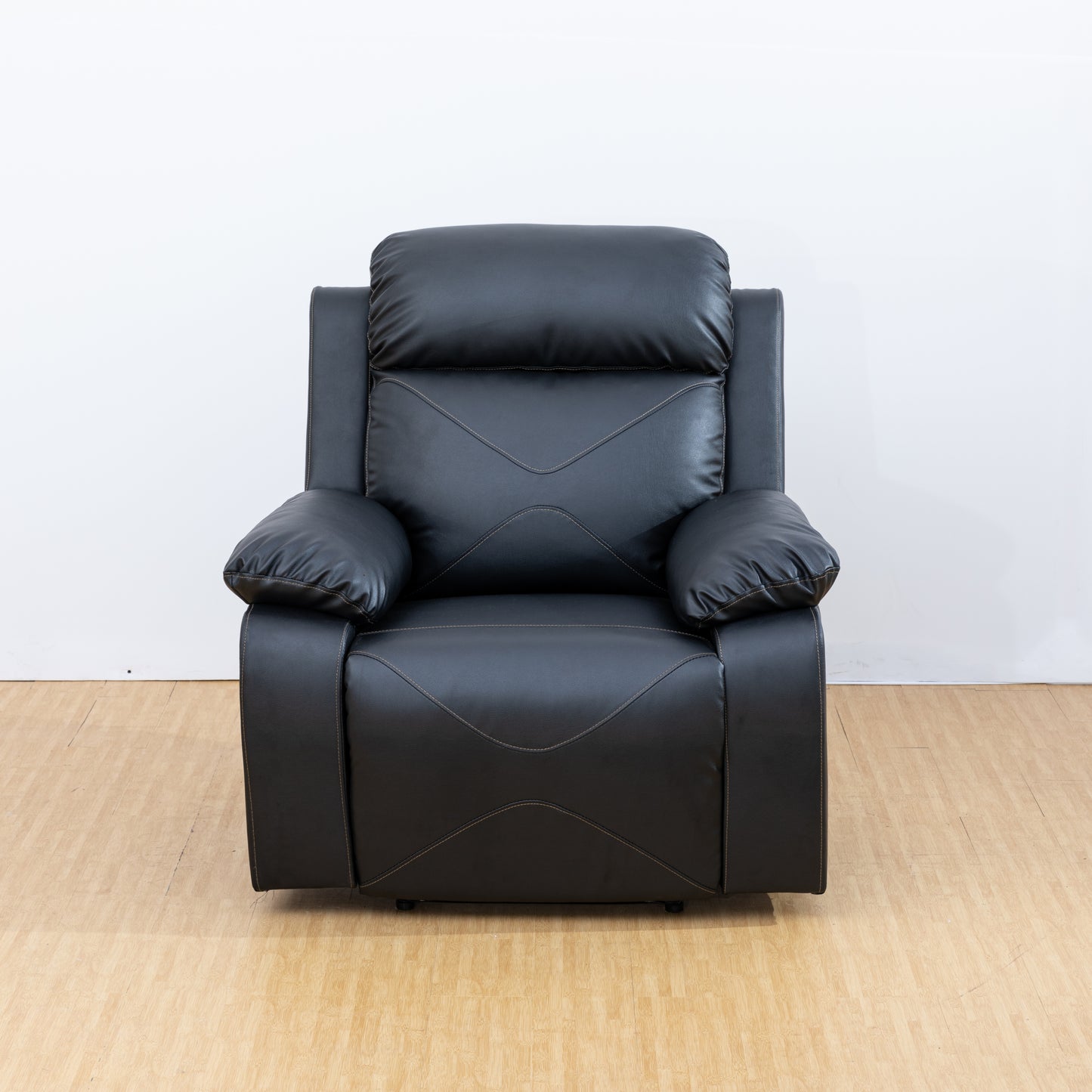 Elegant Black Leather Recliner Chair for Home Theater and Living Room