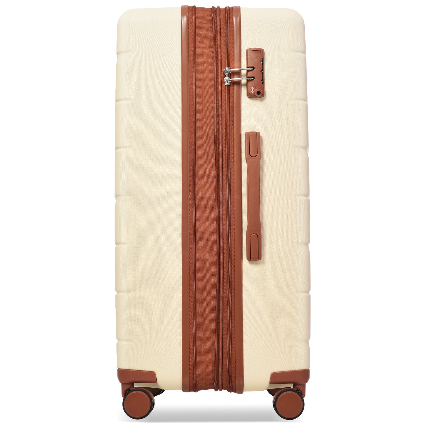 Luggage Sets 3 Piece Suitcase Set 20/24/28,Carry on Luggage Airline Approved,Hard Case with Spinner Wheels,Beige and Brown